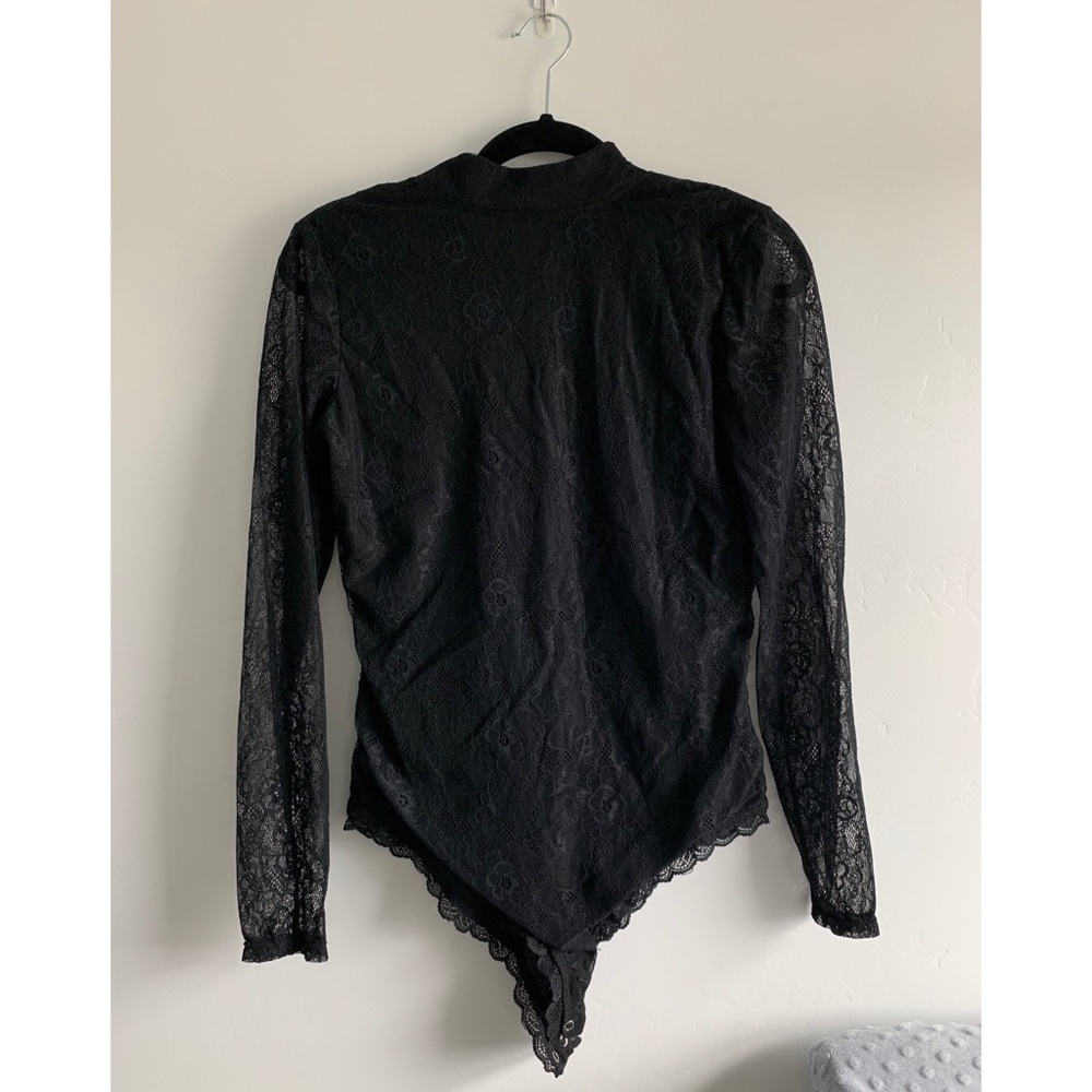 Black lace long sleeve body suit